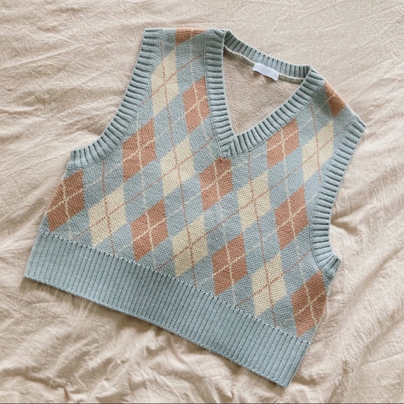 Oak + Fort Argyle Sweater Vest 💙 - Picture 1 of 5